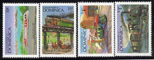 DOMINICA 1987 "TRAINS" PART SET OF 4 UMM (REST OF SET IS OTHER TRANSPORT). CAT 5,80 GBP.