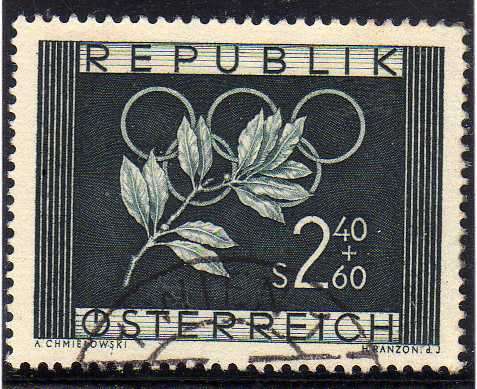 AUSTRIA 1952 "WINTER OLYMPIC GAMES OSLO" 2.40s + 60g V.F.U. SG 1233. CAT 30 POUNDS.