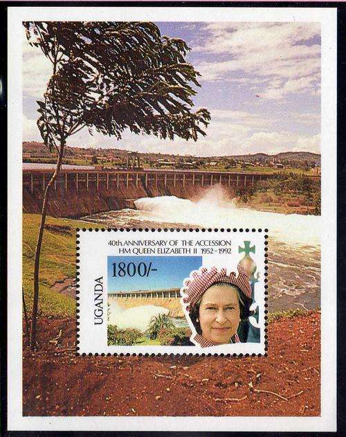UGANDA 1992 "40TH ANNIV ACCESSION OF QEII" 2 MINI SHEETS UMM . SG MS 1083. CAT 12 POUNDS.