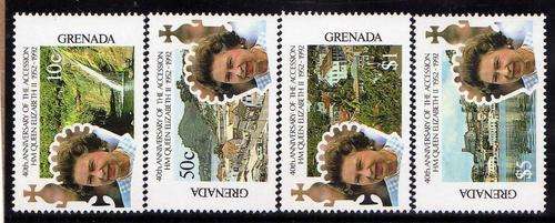 GRENADA 1992 "40TH ANNIV ACCESSION OF QEII" SET OF 4 UMM . SG 2375-8. CAT 7,15 GBP.