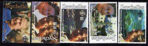 SEYCHELLES 1992 "40TH ANNIV ACCESSION OF QEII" SET OF 5 UMM . SG 810-4. CAT 6,30 GBP.