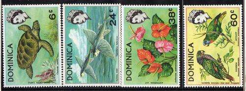 DOMINICA 1970 "FLORA & FAUNA" SET OF 4 UMM. SG 303-306. CAT 5,60 POUNDS.