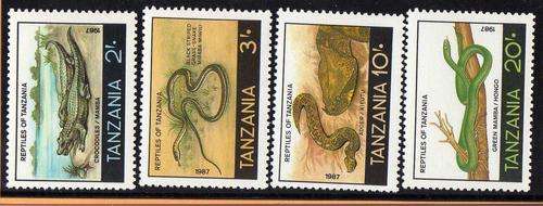 TANZANIA 1987 "REPTILES" SET OF 4 UMM. SG 527-30. CAT 7 POUNDS.