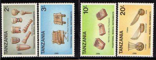 TANZANIA 1989 "MUSICAL INSTRUMENTS" SET OF 4 UMM. SG 660-663. CAT 5 POUNDS.