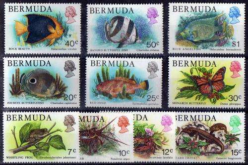 BERMUDA 1978 "WILDLIFE" DEFIN PART SET 7c - $1 (NO 8c) UMM. SG 390-400. CAT 7,70 POUNDS.