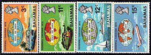 BAHAMAS 1970 "GOODWILL CARAVAN" SET OF 4 U.M.M. SG 347-350. CAT 5,60 POUNDS.