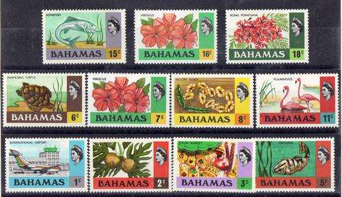 BAHAMAS 1971 DEFINITIVE PART SET OF 11 L.M.M. SG 359-361, 363-371. CAT 11,50 POUNDS.