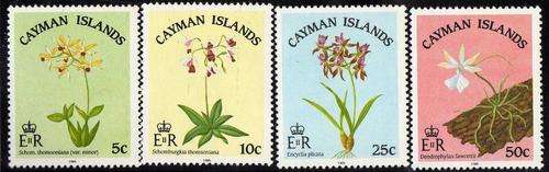 CAYMAN ISLANDS 1985 "ORCHIDS" SET OF 4 UMM. SG 605-608. CAT 8,25 POUNDS.