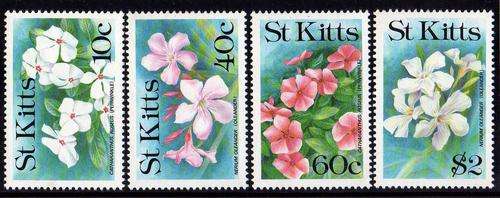 ST KITTS 1991 "FLOWERS" SET OF 4 UMM. SG 330-333. CAT 7,25 POUNDS.