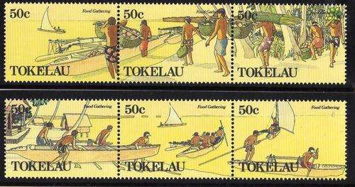TOKELAU 1989 "FOOD GATHERING" SET OF 6 UMM. SG 171-176. CAT 10,50 POUNDS.