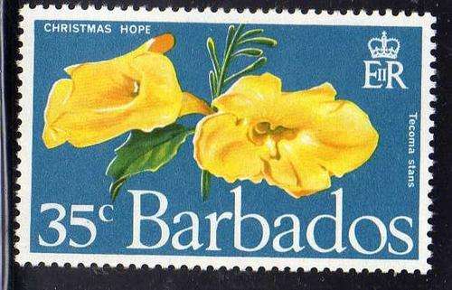 BARBADOS 1970 "FLOWERS" SET OF 5 UMM. SG 419-423 CAT 4,75 POUNDS.