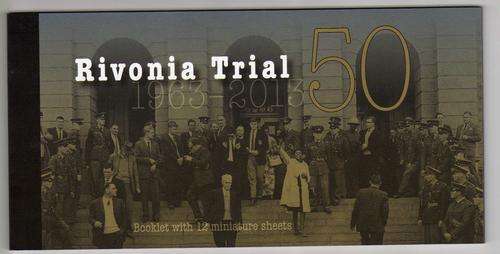 SOUTH AFRICA 2013 "RIVONIA TRIAL" BOOKLET 90 COMPLETE UMM. SACC 2257. CAT R70. (SACC 2015)