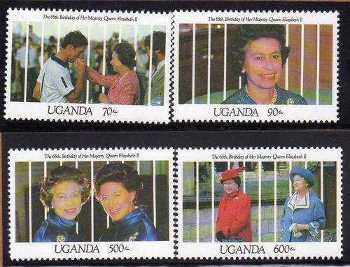 UGANDA 1991 "QE II 65th BIRTHDAY" SET OF 4 + MINISHEET UMM. SG 960-964. CAT 14,75 POUNDS.