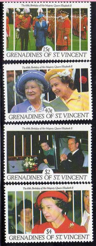 GRENADINES OF ST VINCENT 1991 "QE II 65th BIRTHDAY" SET OF 4 UMM. SG 750-3. CAT 5,30 POUNDS.