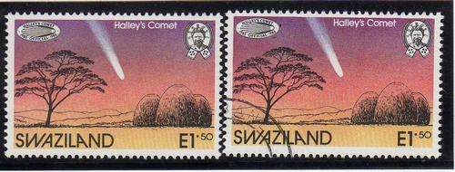 SWAZILAND 1986 "HALLEY'S COMET" 2 STAMPS 1 U.M.M. AND 1 VFU. SG 499. CAT 6,75 POUNDS.