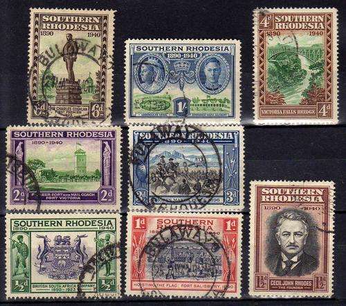 SOUTHERN RHODESIA 1940 BSACOY GOLDEN JUBILEE SET OF 8 V.F.USED. SACC 55-62. CAT R196. (SACC 2015)