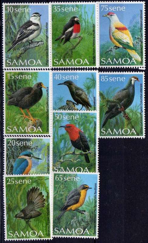 SAMOA 1988 BIRD DEFIN PART SET OF 10 UMM(**). SG 788-797. CAT 18,75 POUNDS.