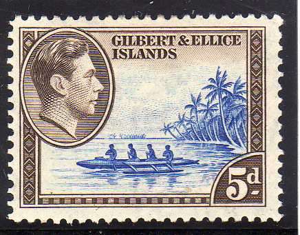 GILBERT & ELLICE ISLANDS 1939 DEFIN 5d FINE MOUNTED MINT. SG 49. CAT 6 POUNDS.
