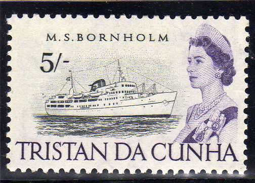 TRISTAN DA CUNHA 1965 SHIP DEFIN 5/- FINE MM (*). SG 83. CAT 9 POUNDS.