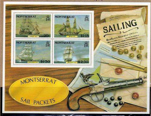 MONTSERRAT 1986 "MAIL PACKET SAILING SHIPS" MINI SHEET UMM(**). SG MS 700. CAT 10 POUNDS.