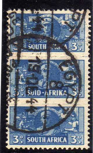 SOUTH AFRICA 1942-44 SMALL WARS 3d UNIT WITH VERY FINE EGYPT CANCEL. SG 101. CAT 18 POUNDS.