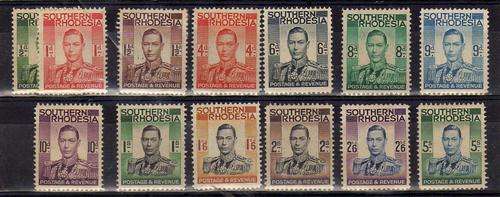 SOUTHERN RHODESIA 1937 DEFIN SET OF 13 L.M.M. SACC 42-54. CAT R1795 AS UMM. (SACC 2015)