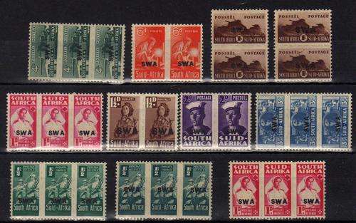 SOUTH WEST AFRICA 1943-4 SMALL WARS SET 9 UNITS PLUS SHADES LMM. SACC 149-157. CAT R834. (2015 SACC)