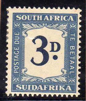 SOUTH AFRICA 1948-9 3d POSTAGE DUE LMM. SACC 36. CAT R300.(SACC 2015)