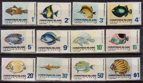 CHRISTMAS ISLAND 1968 FISH DEFIN SET OF 12 UMM(**). SG 22-31. CAT 19 POUNDS.