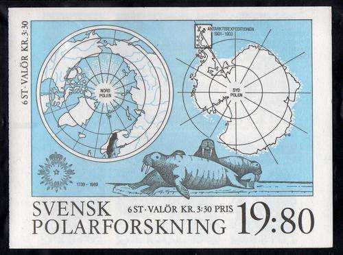 SWEDEN 1989 "POLAR RESEARCH" SET OF 6 IN BOOKLET UMM. SG 1463-68. CAT 4,80 POUNDS.