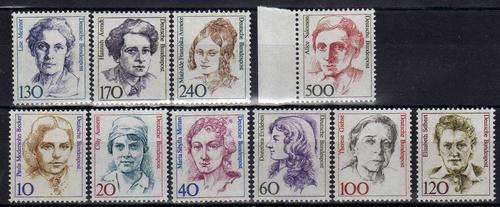 GERMANY WEST 1986 "FAMOUS GERMAN WOMEN" PART SET OF 10 UMM. CAT 27,70 POUNDS.