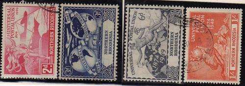 NORTHERN RHODESIA 1949 UPU SET OF 4 V.F.U. SG/SACC 50-53. CAT R150. (SACC 2015)