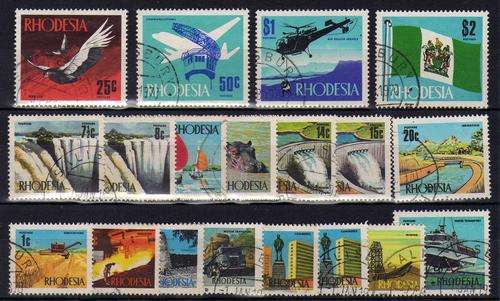 RHODESIA 1970-73 DEFIN SET OF 19 V.F.U. SACC 196-214 + 199-208. CAT R306. (SACC 2015)