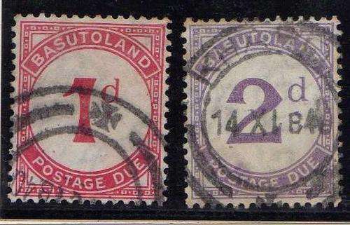 BASUTOLAND 1933 POSTAGE DUE ORDINARY PAPER FINE USED SACC 1-2. CAT R900.