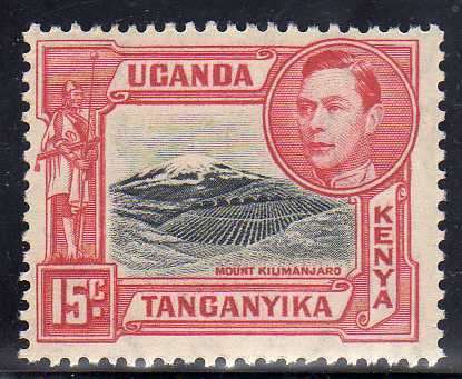 KENYA UGANDA TANGANYIKA 1938 DEFIN 15c PERF 13,25 LMM(*). SG 137. CAT 28 POUNDS.