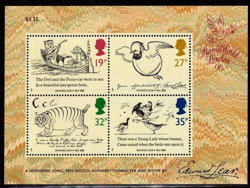 GREAT BRITAIN 1988 "EDWARD LEAR" MINI SHEET UMM (**). SG MS 1409. CAT £3,25 (2018)