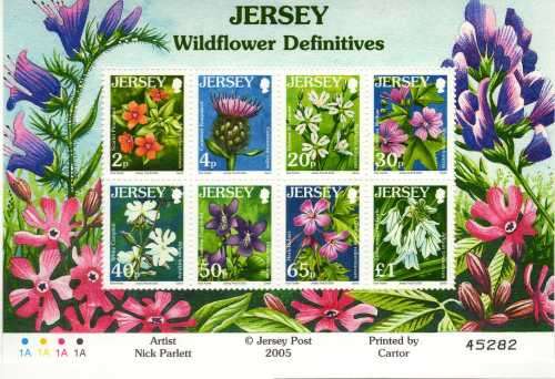 JERSEY 2005 "WILD FLOWERS" MINI SHEET UMM. SG MS 1234. CAT 6,30 POUNDS.
