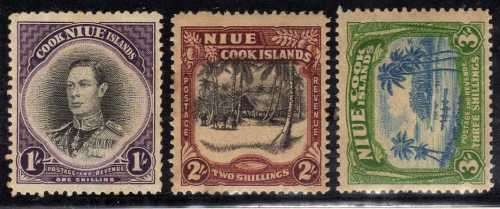 NIUE 1938 DEFIN SET OF 3 MM (*). SG 95-97. CAT 25 POUNDS.
