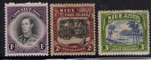 NIUE 1938 DEFIN SET OF 3 MM (*). SG 95-97. CAT 25 POUNDS.