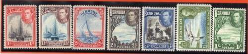 BERMUDA 1938 DEFIN BASIC SET OF 7 (1d - 1/-) MM(*). CAT 22,75 POUNDS.