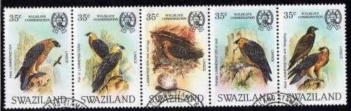 SWAZILAND 1983 "BIRDS - LAMMERGEIER" SET/STRIP OF 5 VFU. SG 425-9. CAT 11 POUNDS.