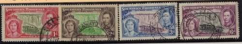 SOUTHERN RHODESIA 1937 CORONATION SET OF 4 GOOD USED. SACC 38-41. CAT R250. (SACC 2015)
