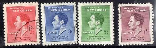 NEW GUINEA 1937 CORONATION SET OF 4 VFU. SG 208-211. CAT 7,25 POUNDS.
