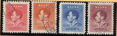 NAURU 1937 CORONATION SET OF 4 VFU. SG 44-47. CAT 8,25 POUNDS.