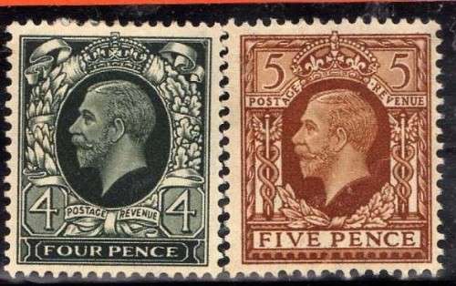 GREAT BRITAIN 1934 KGV DEFIN 4d + 5d LMM(*). SG 445-6. CAT 8,50 POUNDS.
