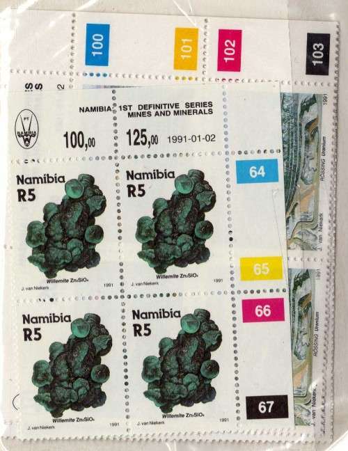 NAMIBIA 1991 DEFINITIVE SET OF 15 IN CONTROL BLOCKS OF 4 UMM. SACC 16-30. CAT R260.