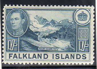 FALKLAND ISLANDS 1938 DEFIN 1/- LIGHTLY MOUNTED MINT. SG 158a. CAT 60 POUNDS.
