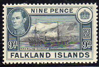 FALKLAND ISLANDS 1938 DEFIN 9d MOUNTED MINT. SG 157. CAT 27 POUNDS.