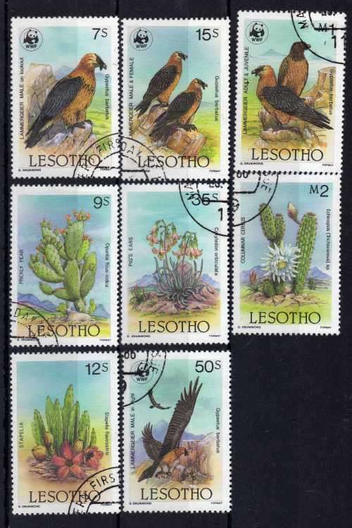 LESOTHO 1986 "FLORA & FAUNA OF LESOTHO" SET OF 8 VFU. SG 677-84. CAT 14,50 POUNDS.