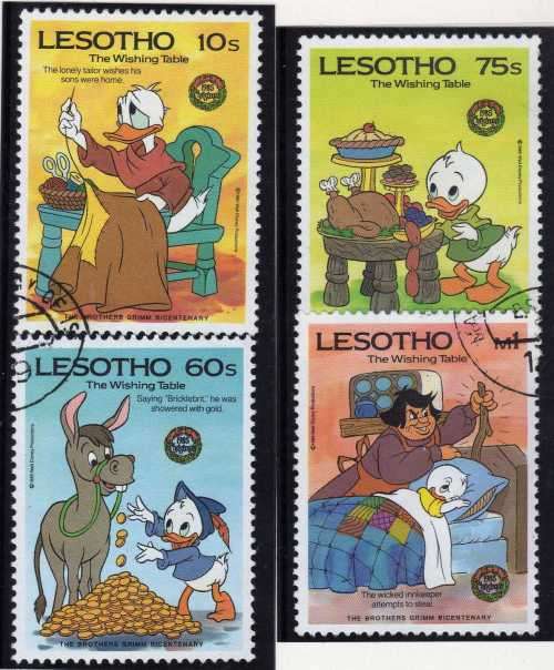 LESOTHO 1985 "BIRTH BICENT OF GRIMM BROTHERS" SET OF 4 V.F.USED. SG 672-5. CAT 5,50 POUNDS.